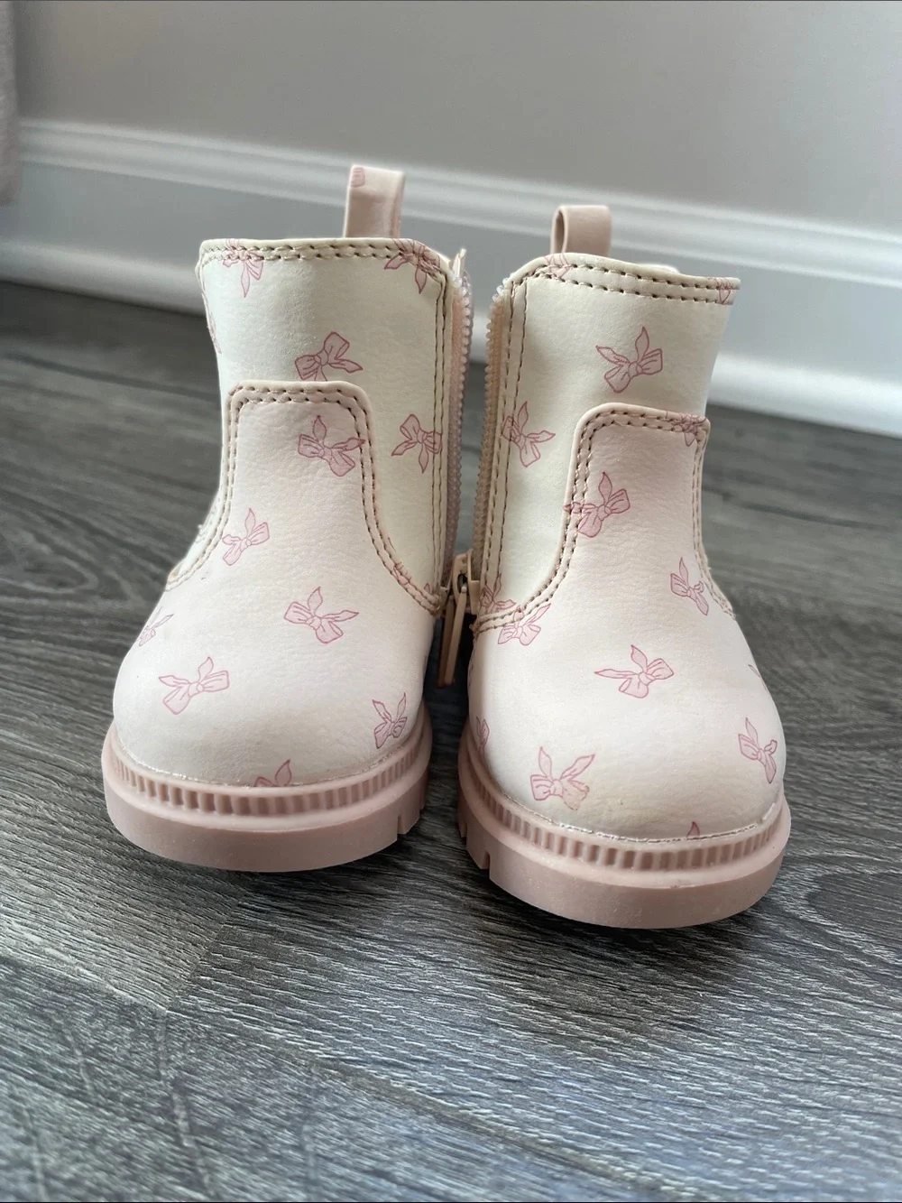 wonder nation Pink Bow-Print Ankle Boots for Kids